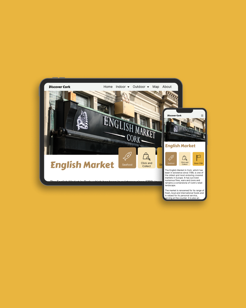 Smartphone und Tablet mit Webseite.
